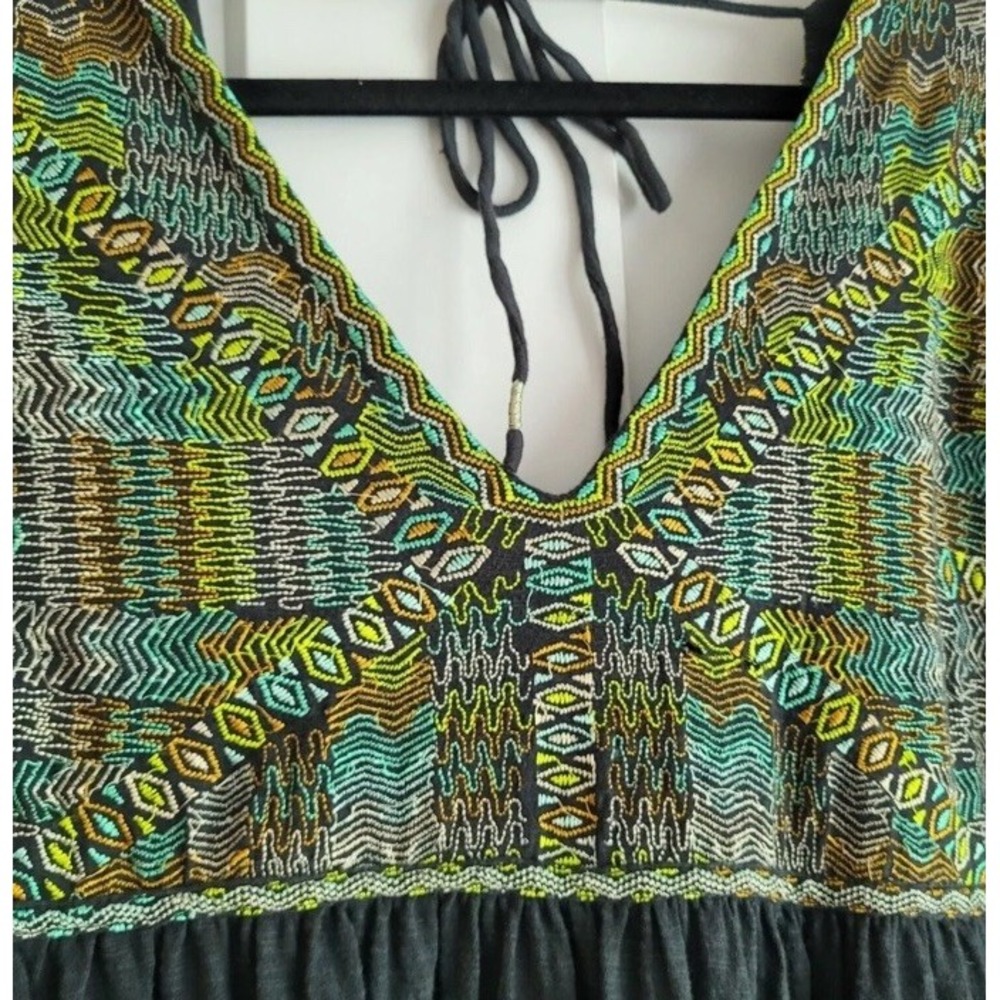 $148 Free People Much Love Tunic / Mini Dress Embroidered Cutout Back Black Sz S - Picture 9 of 12
